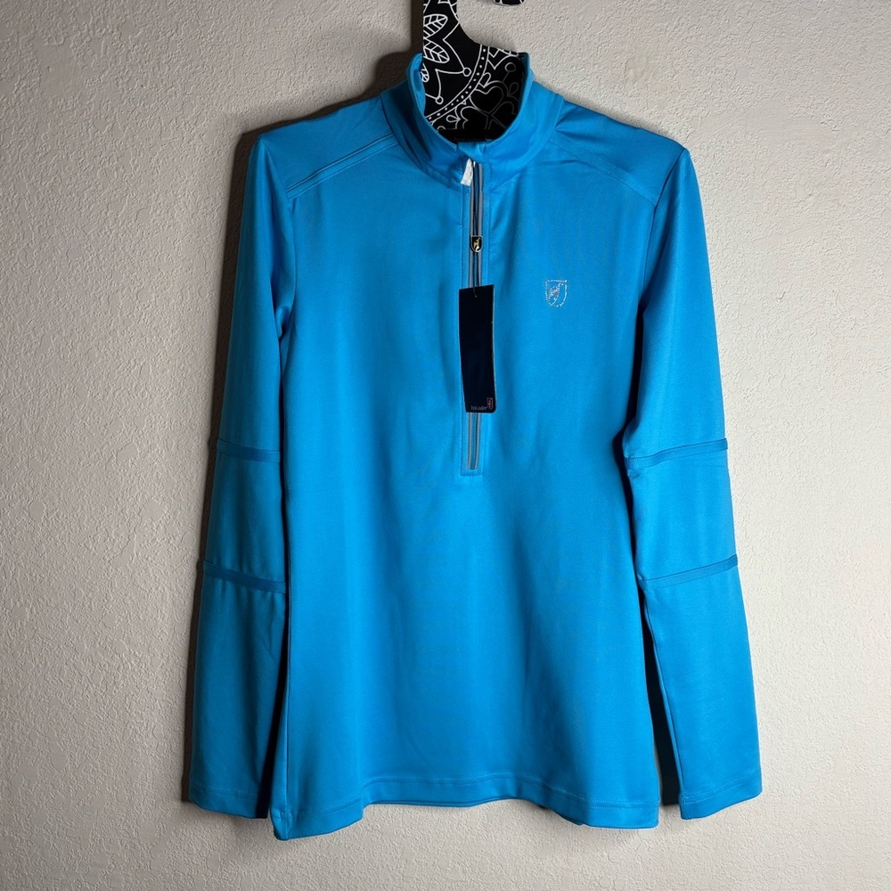 Toni Sailer Hollie blue turquoise Half-Zip Swarovski Pullover size 8